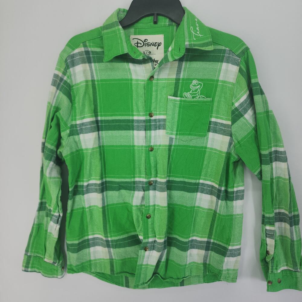 Disney x Cakeworthy Princess Tiana Plaid Flannel Shirt Sz L